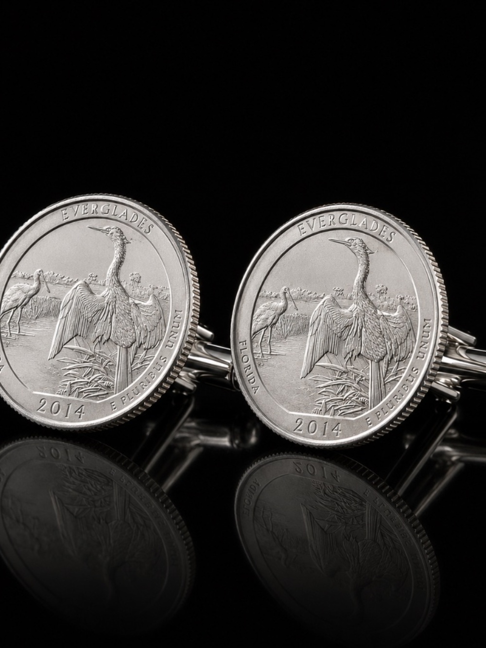 2014 Everglades National Park Quarter Cufflinks Florida Bird Coin Handmade Men’s